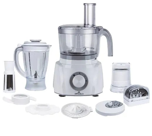 Armadillo food processor, 1000 watts, 9 accessories, 25 functions, with 1-liter chopper and 1.5-liter blender