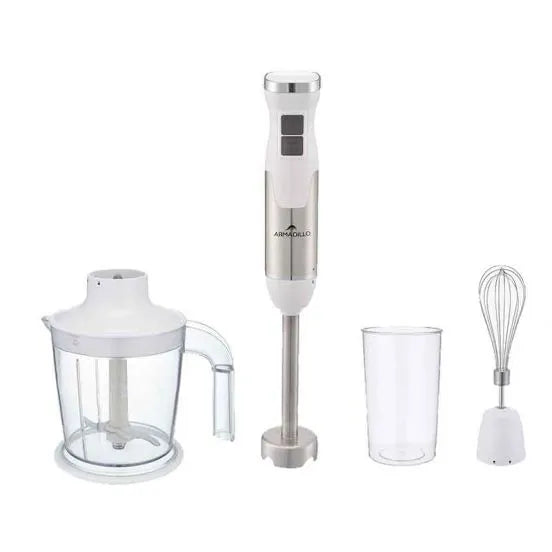 Armadillo hand blender, 1000 watts, variable speeds, with 700 ml chopper and 600 ml whisk, 2-year warranty