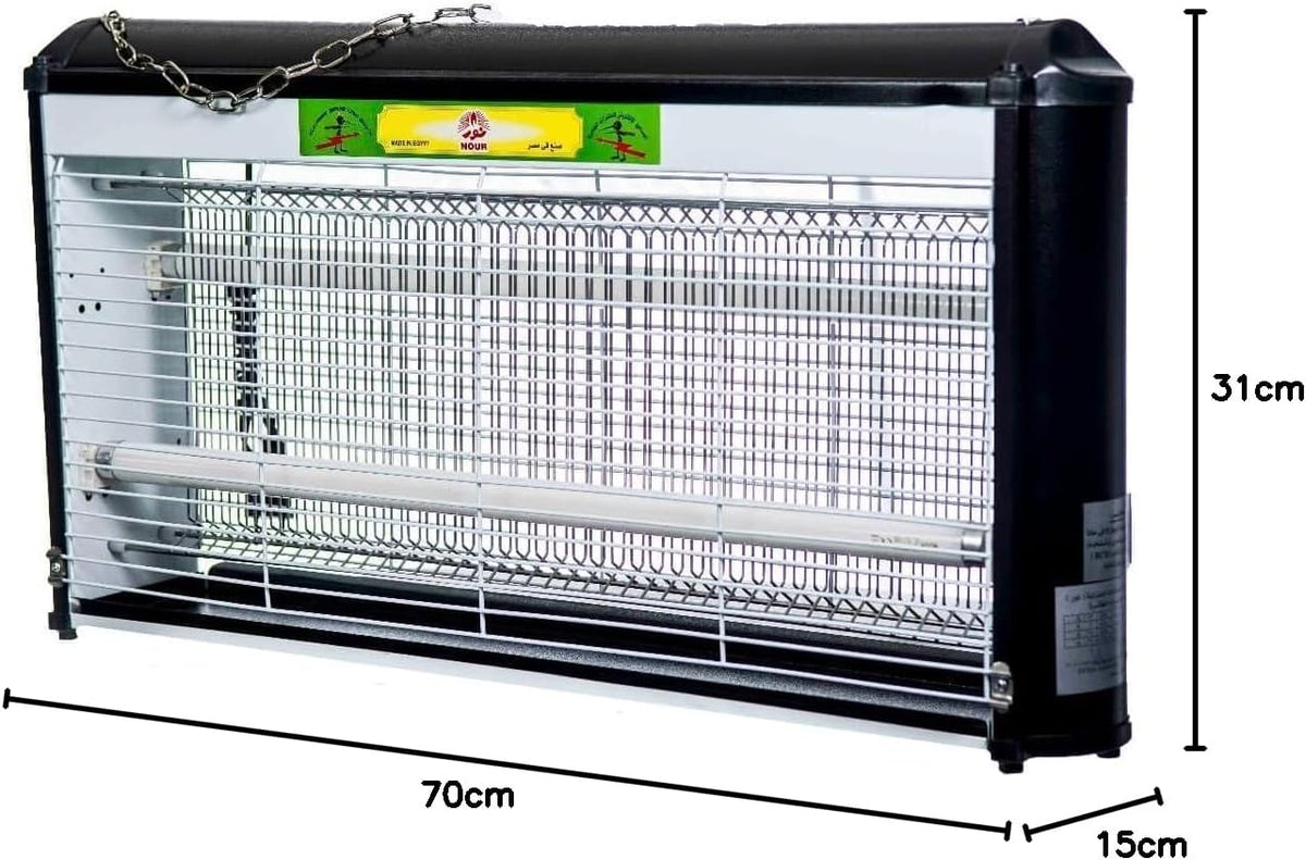 صاعق ناموس نور 60 سم بضوء UV/LED وشبكة صعق عالية الجهد مع مفتاح تشغيل/إيقاف
